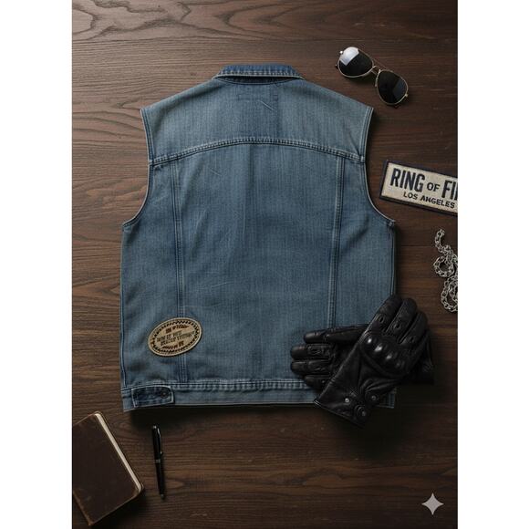 Men’s Ring of Fire Los Angeles Denim Vest XXL - Picture 2 of 8